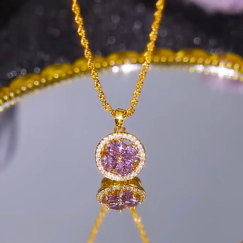 紫色水晶鋯石圈圈項錬