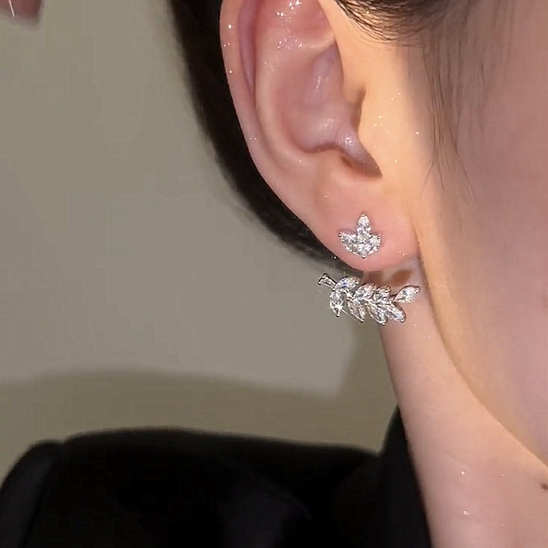 時尚小花麥穗鋯石耳環