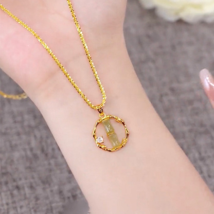 碎銀子竹節玉石項錬