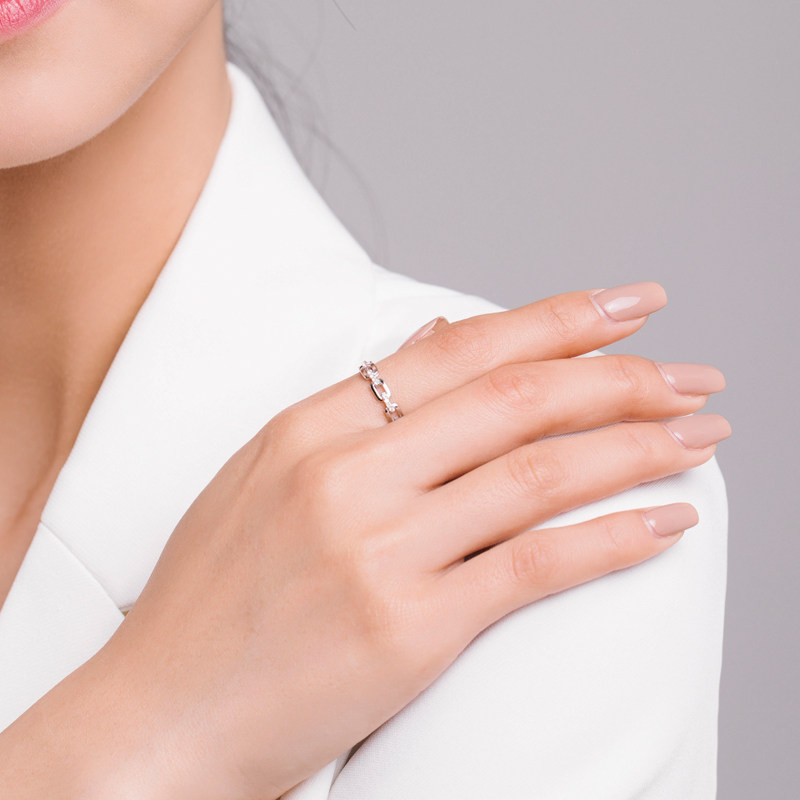 新款高級感純銀錬扣鋯石戒指