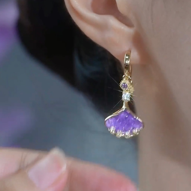 雙面銀杏葉輕奢耳環