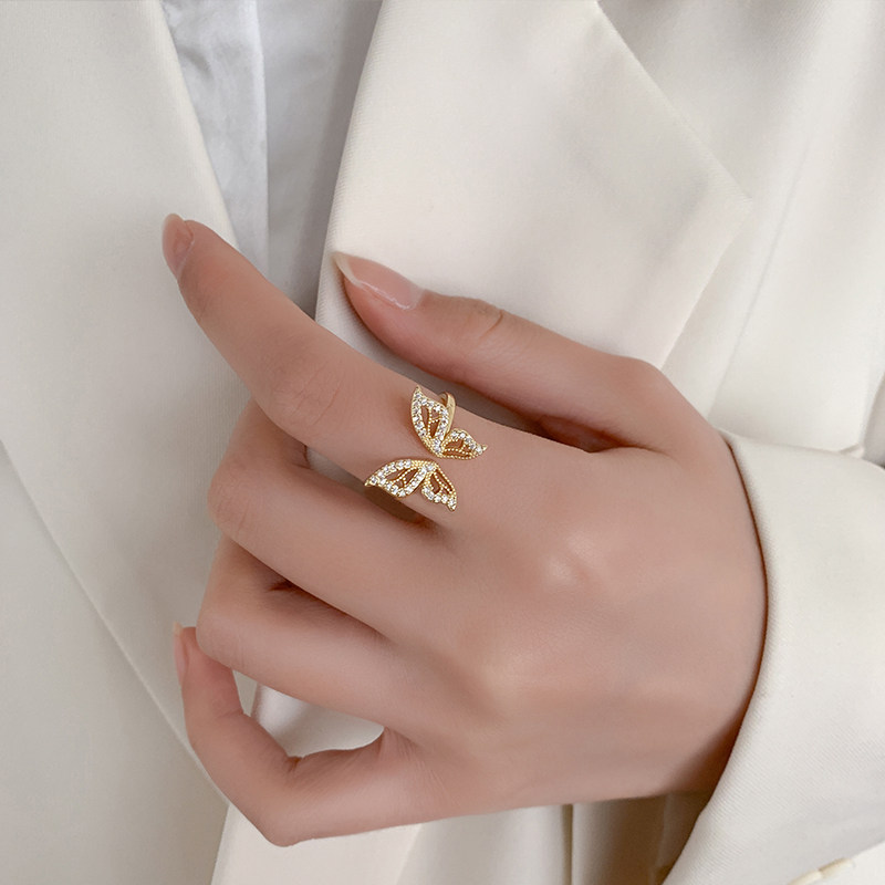 仙氣蝴蝶氣質戒指開口戒指