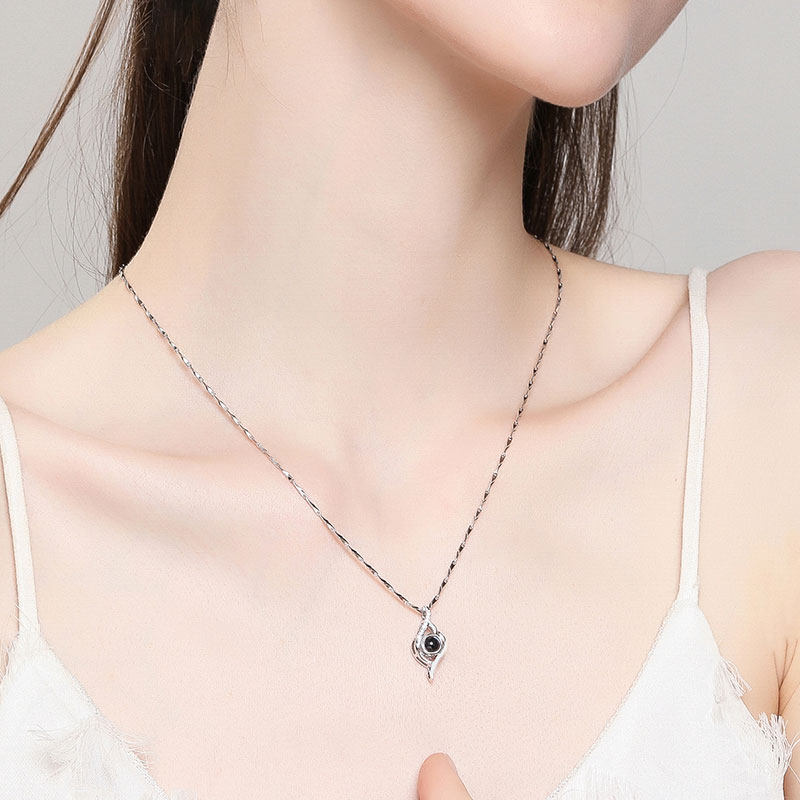 投影訂製刻字純銀項錬