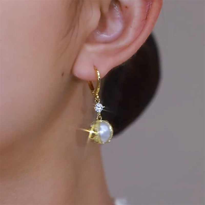 輕奢閃鑽珍珠耳環