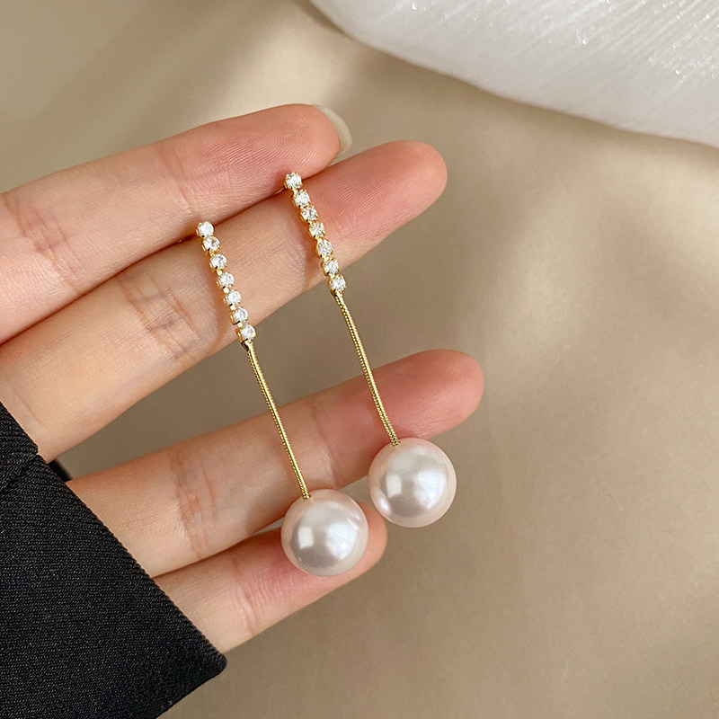 吊墜珍珠流蘇耳環