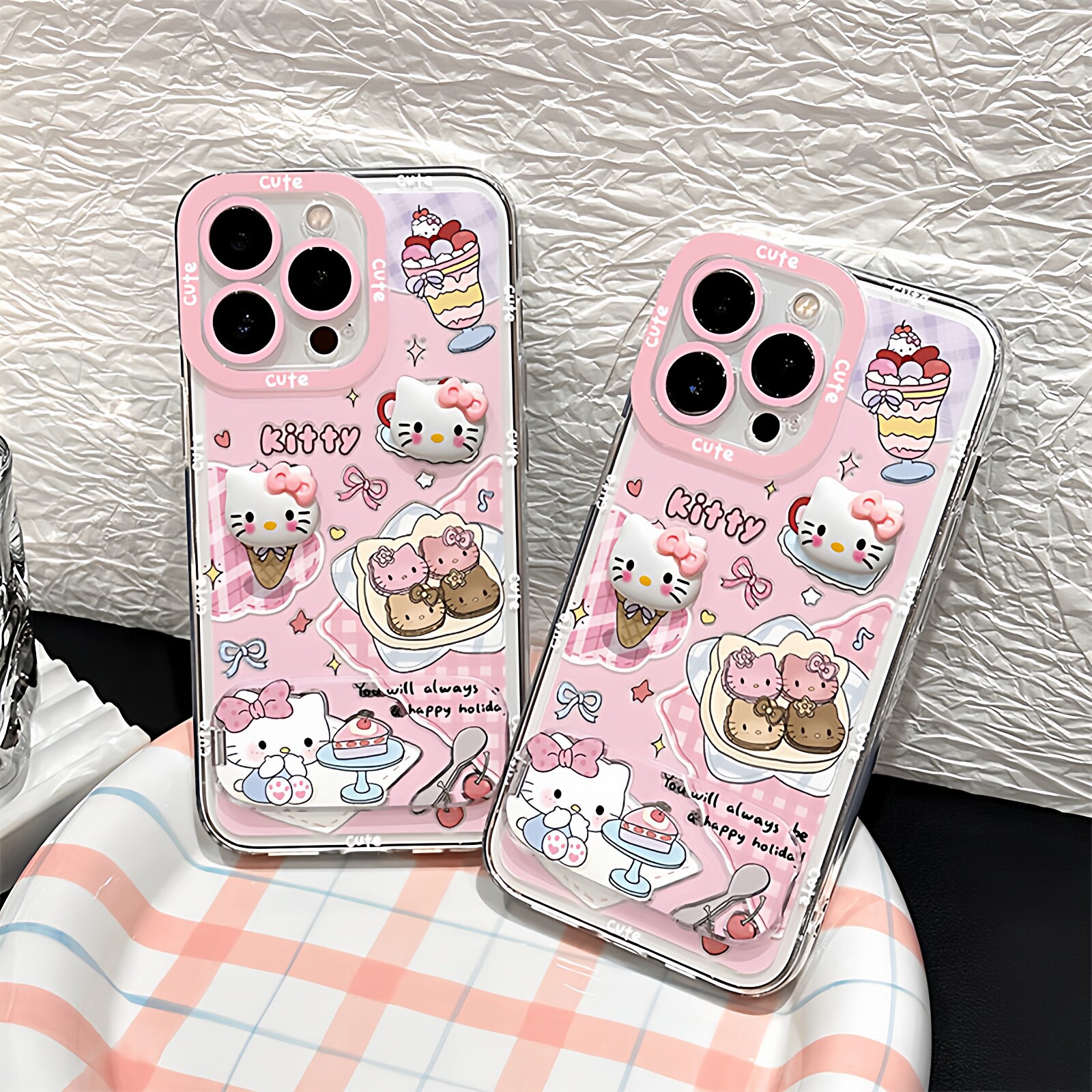可愛少女粉Hellokitty/蝴蝶iphone保護殼