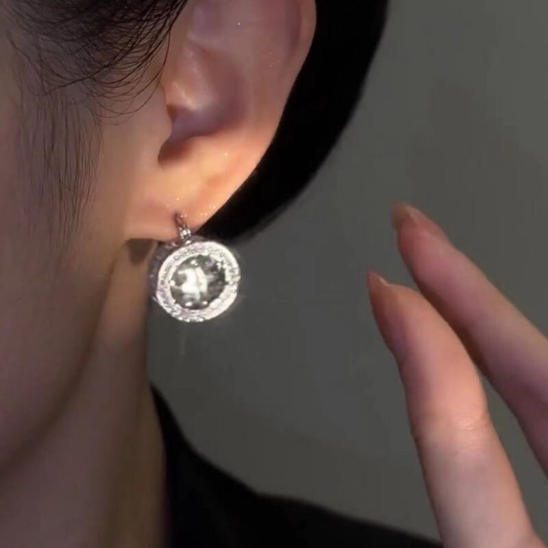 高級感圓圈鑲鑽個性耳環