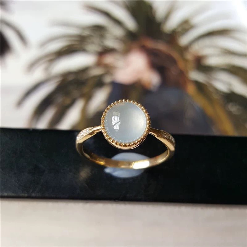 新中式復古橢圓石戒指