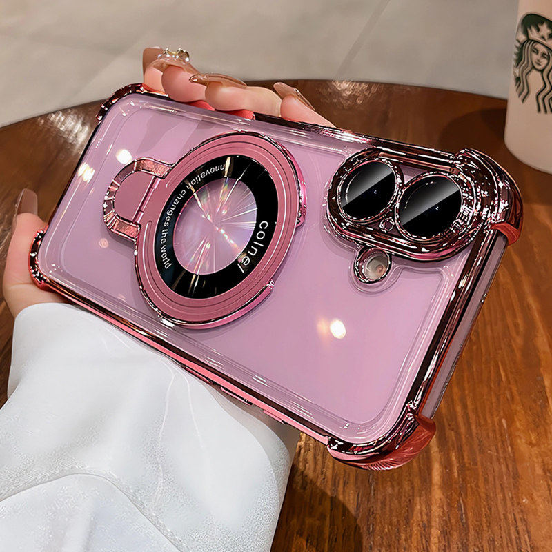 純色全包氣囊Magsafe帶支架Phone保護殼