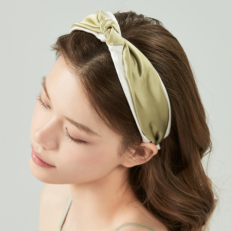 高級感雙色緞面髮箍