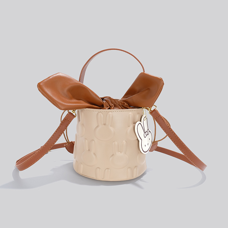 小水桶大容量 斜肩包 棕色可愛包包