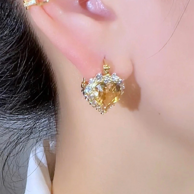 愛心滿鑽水晶耳環