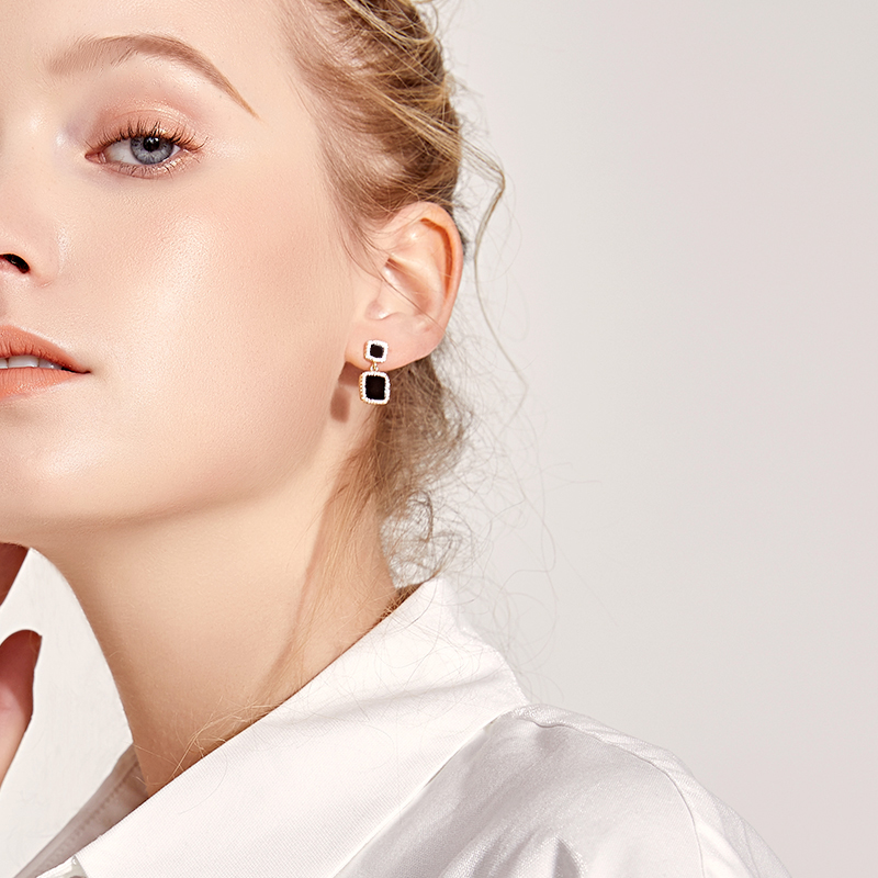 簡約方形氣質•夾式耳環