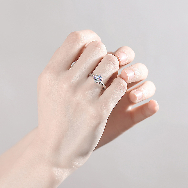 【520送女友莫桑讚系列】一眼鐘情.優雅傾心情侶對戒/傳世經典雪花六爪