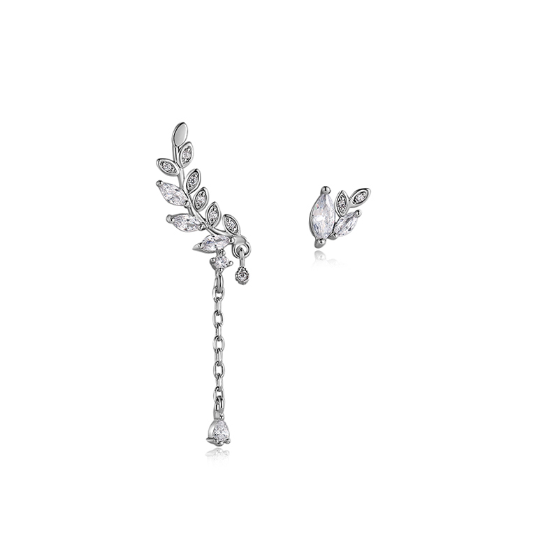 不對稱花卉•夾式耳環   