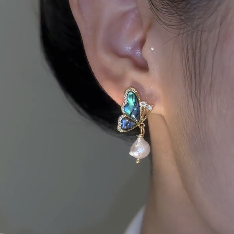 超仙氣質蝴蝶珍珠耳環 