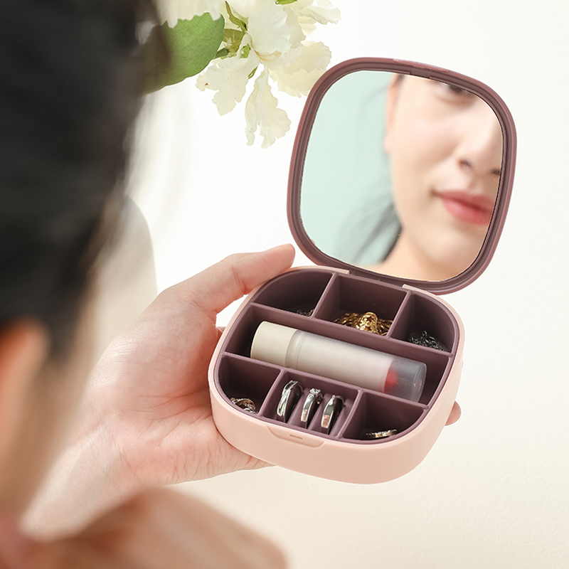 北歐風 分隔收納珠寶盒 自帶鏡子