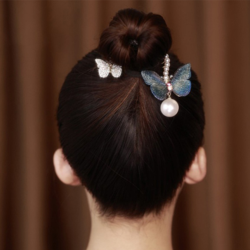 珍珠蝴蝶盤發神器髮夾