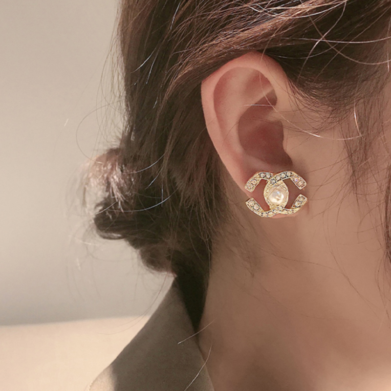 新款雙CC珍珠耳環 