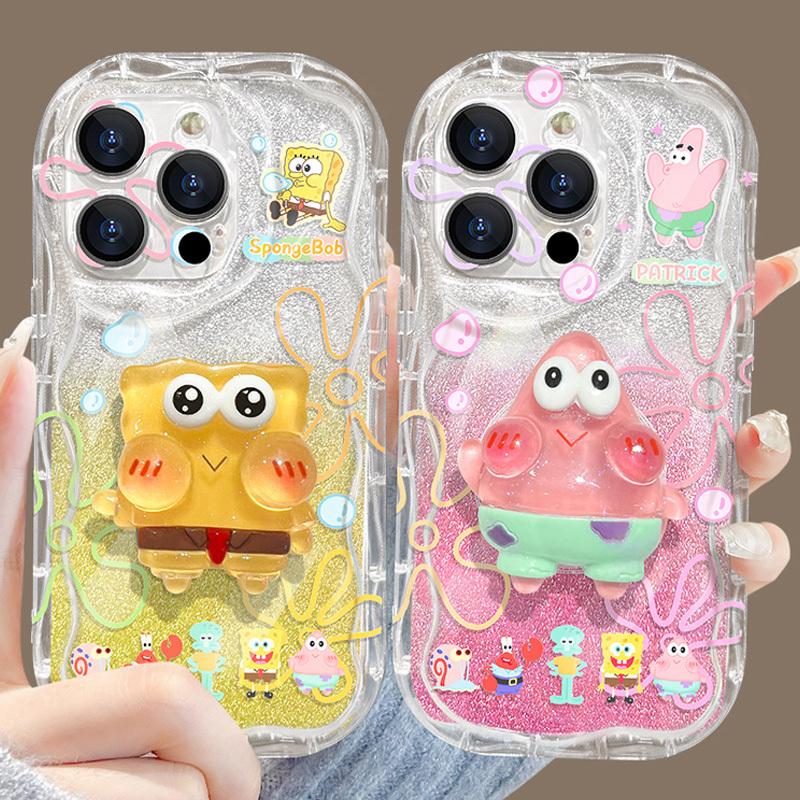綿寶卡通漸變閃粉透明手機保護殼iPhone