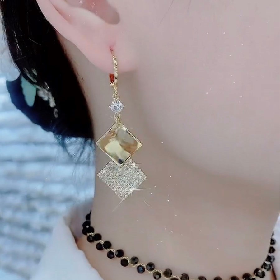 簡約幾何滿鑽耳環