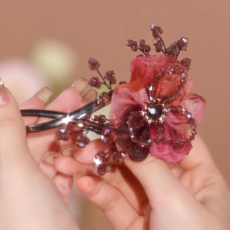 日韓花朵網紗髮夾