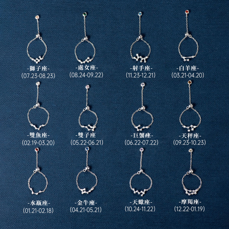 十二星座戒指 | 純銀S925復古素圈指環