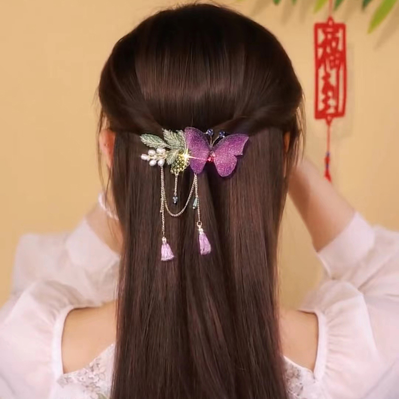 精緻優雅蝴蝶結流蘇髮夾