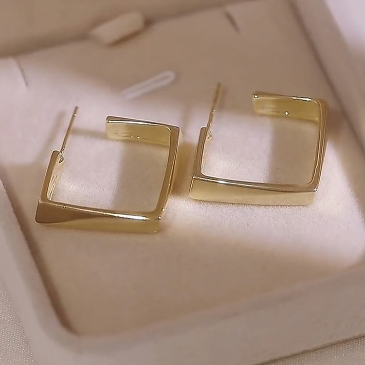 韓國氣質方形耳環
