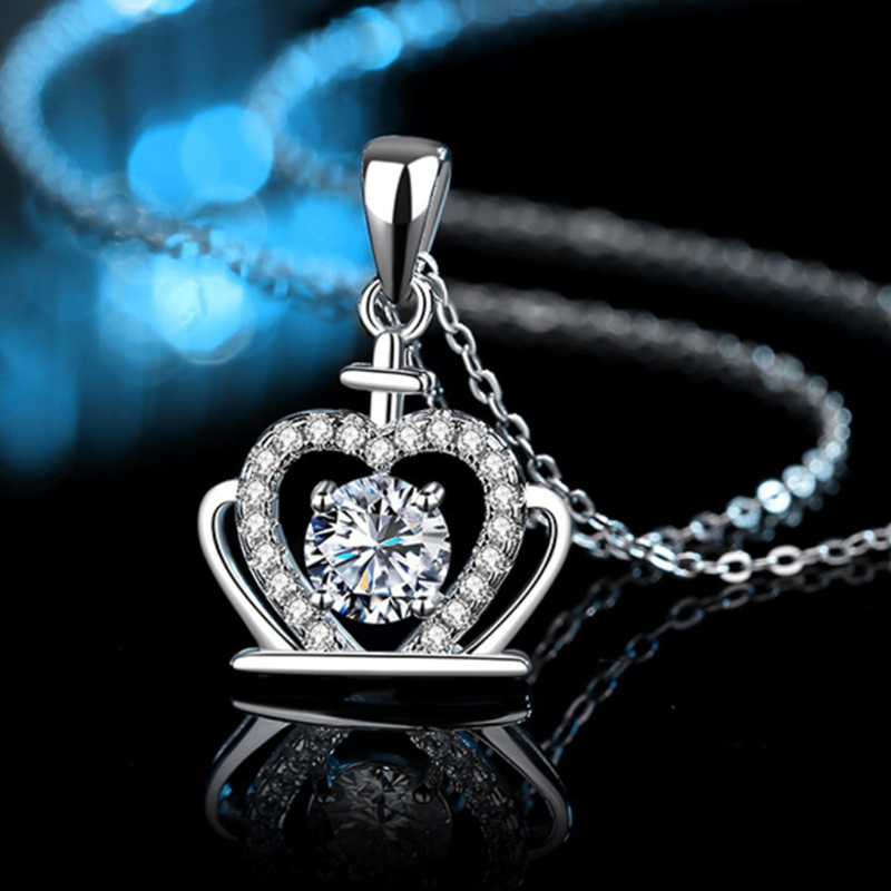 氣質皇冠一克拉莫桑鑽項錬