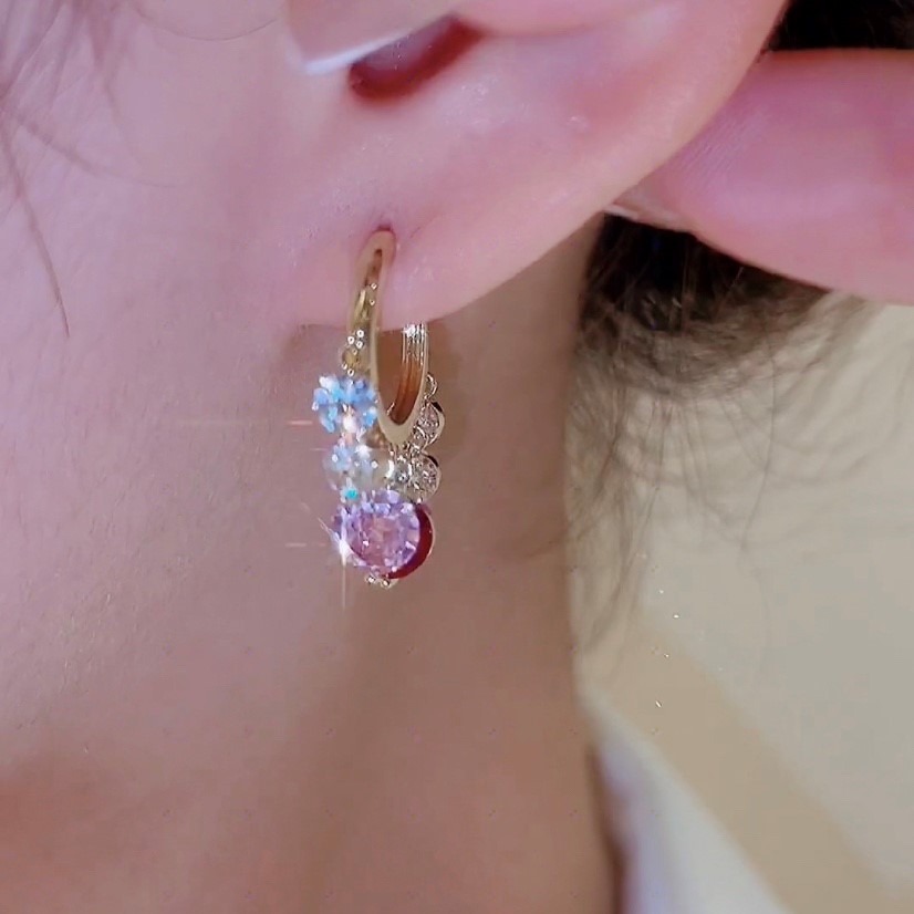 金光閃耀多彩鋯石耳環