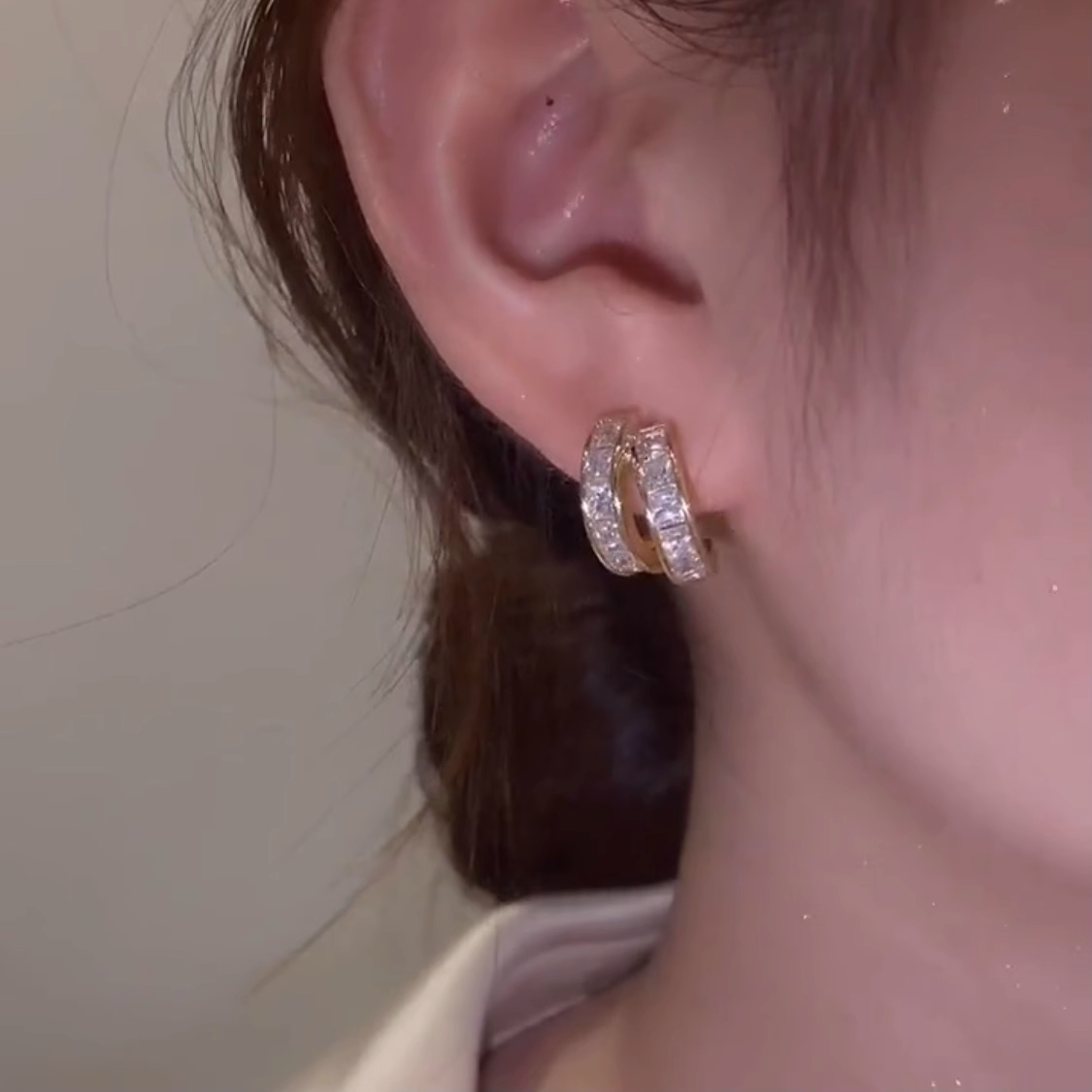 鋯石雙層耳圈耳環