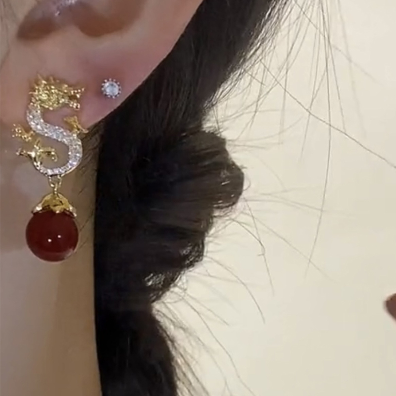 2024新款喜慶龍珍珠耳環