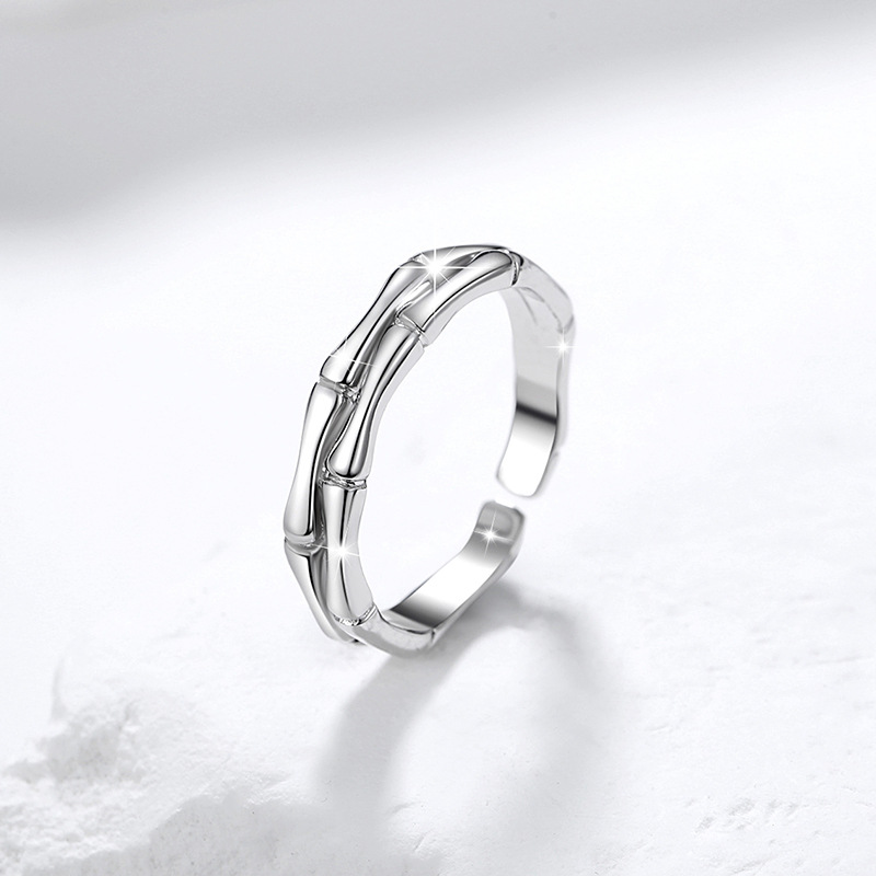 青梅竹馬純銀情侶竹節對戒【純銀/鋯石】 一生一世一雙人