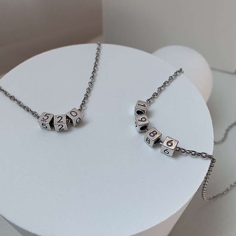 訂製款｜訂製幸運數字 復古方塊 S925純銀項錬