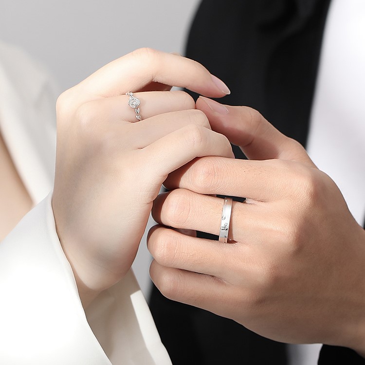 小王子與玫瑰情侶對戒999純銀戒指