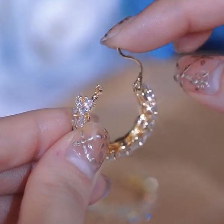 气质设计锆石麦穗耳环耳扣