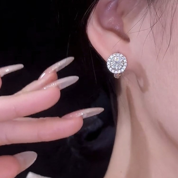 爆閃滿鑽圓形耳環
