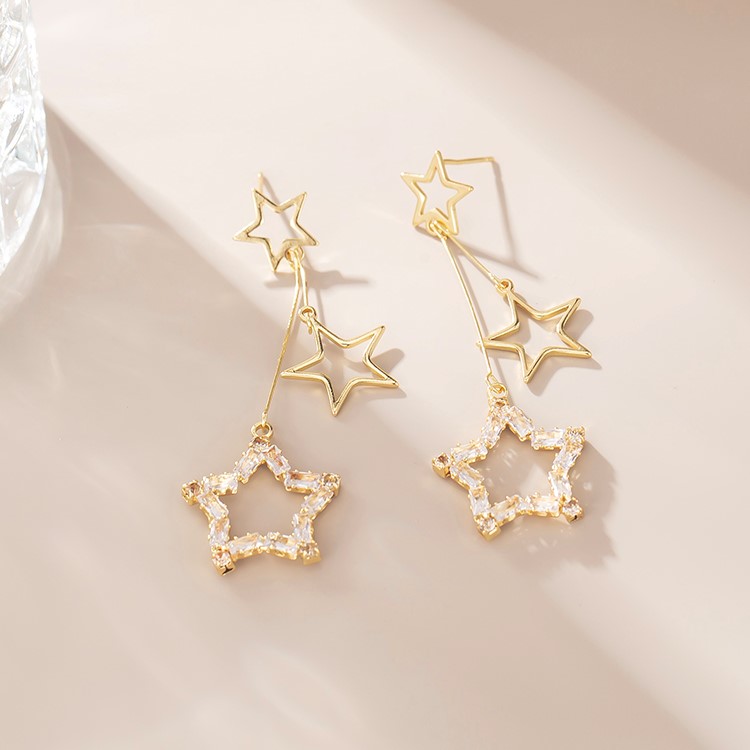 超閃五角星長款耳環