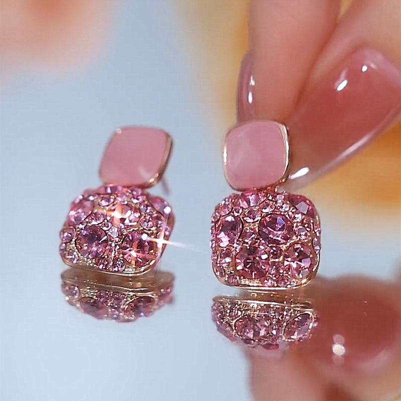 靈動粉色純銀針耳環