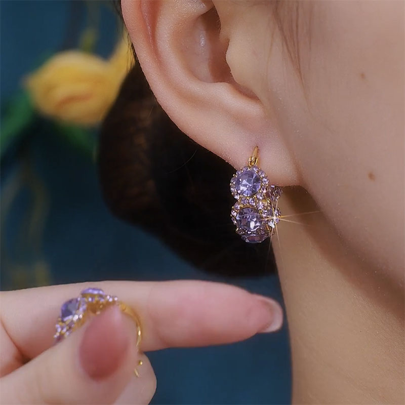 紫色鋯石圈圈耳環