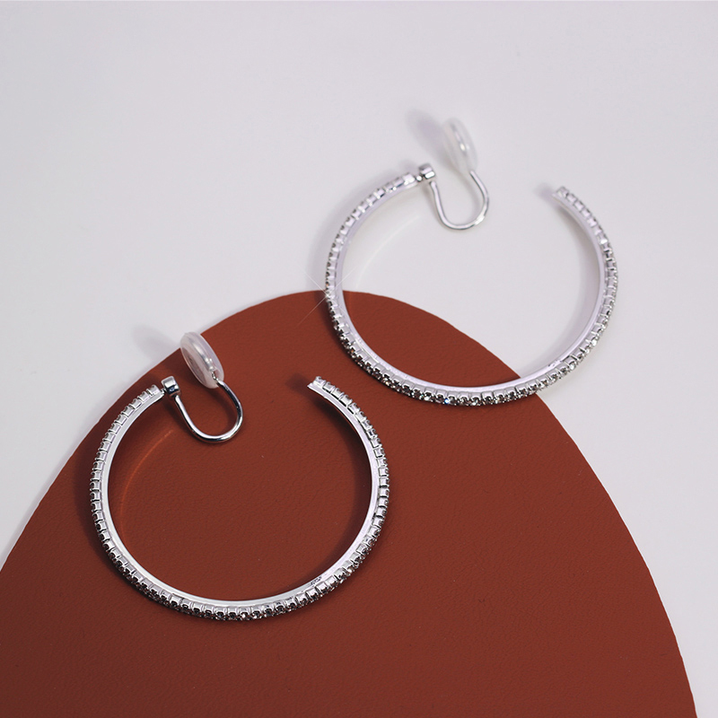 閃鋯大耳圈無耳洞夾式耳環