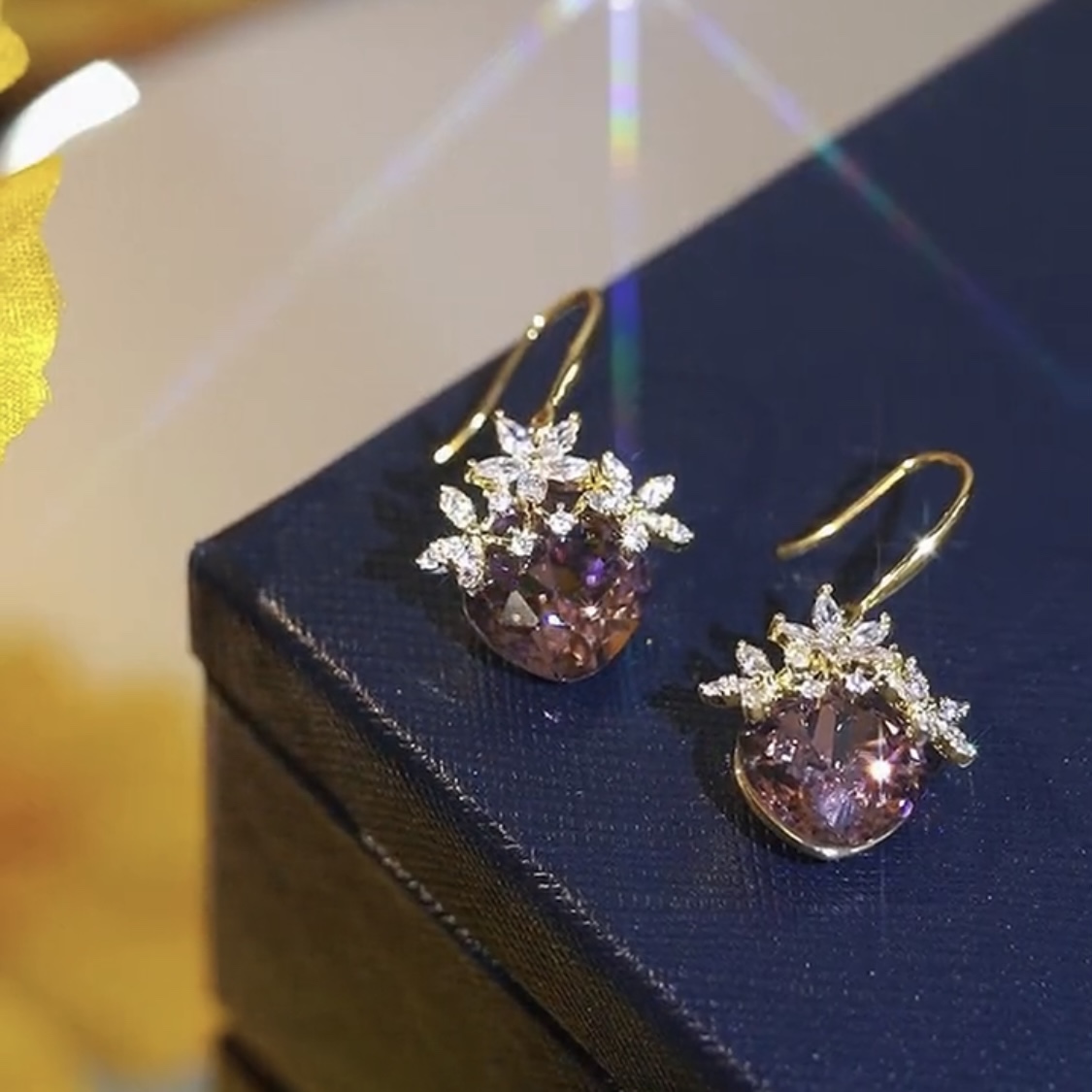 紫色水晶氣質耳環   