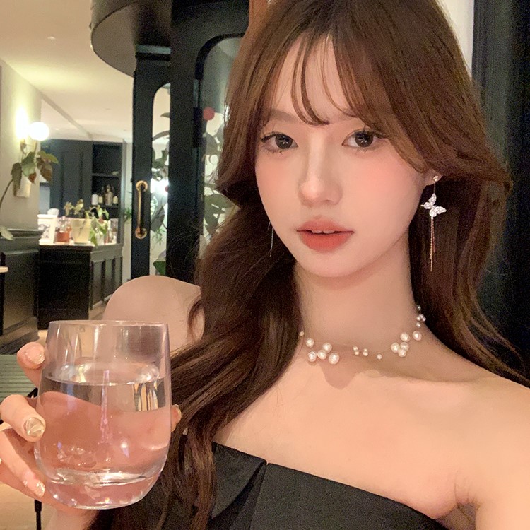 不規則氣質蝴蝶 流蘇耳環