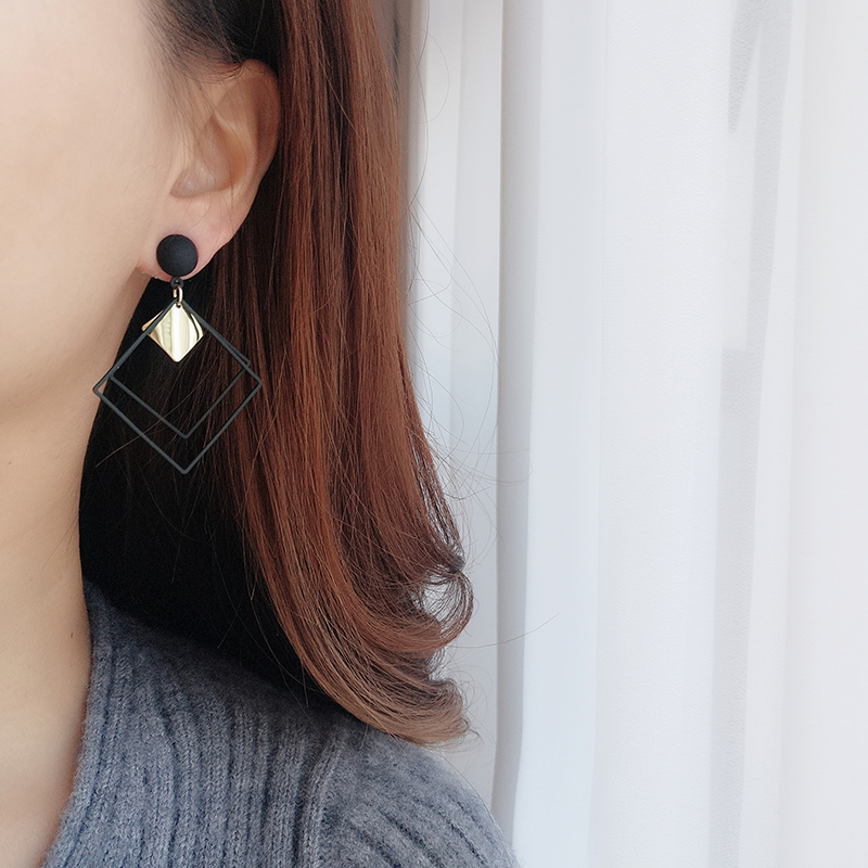 幾何顯瘦菱形氣質耳環