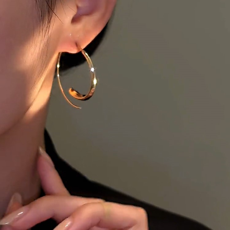 簡約高級時尚光面素圈耳環