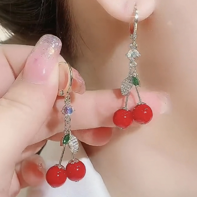紅色小櫻桃耳環