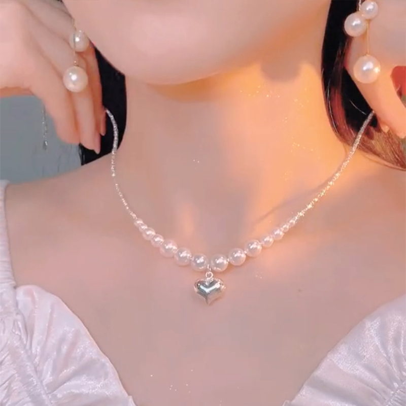 碎銀子愛心珍珠項錬