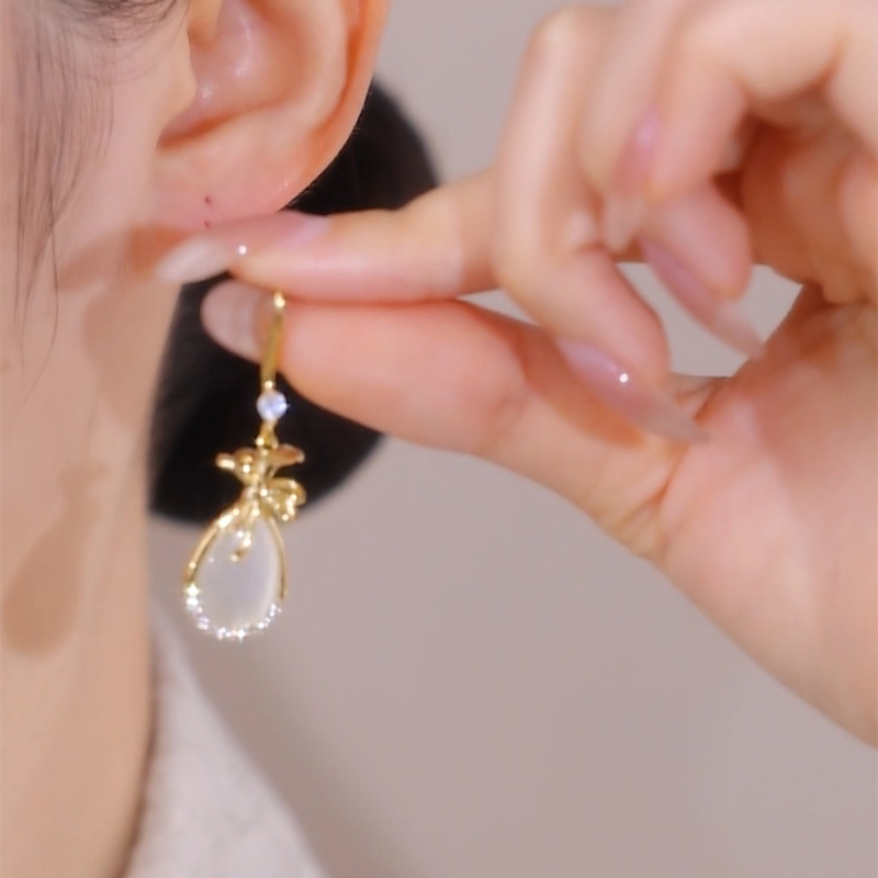 好運福袋貓眼石耳環