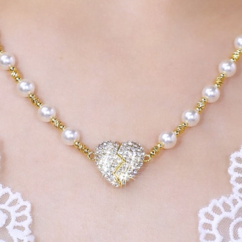 愛心相吸珍珠項錬